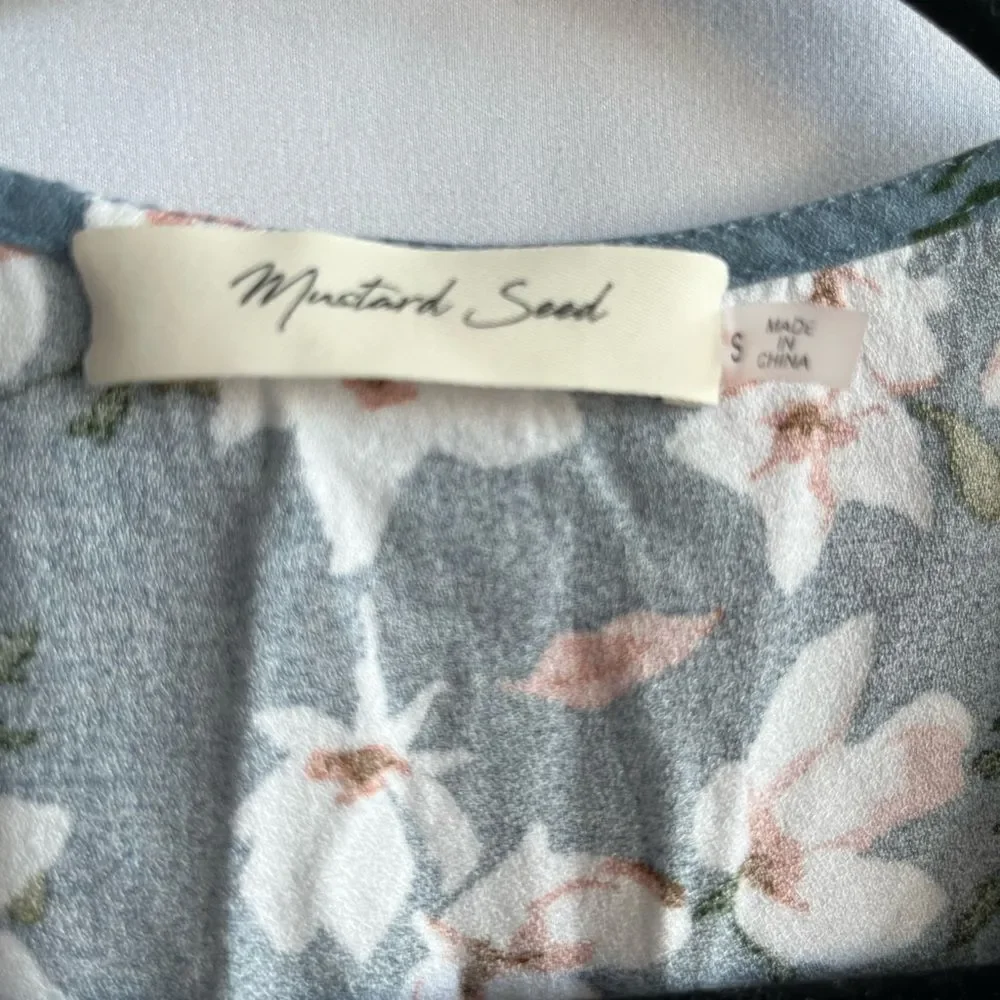 Mustard Seed Blue Floral Tunic Top